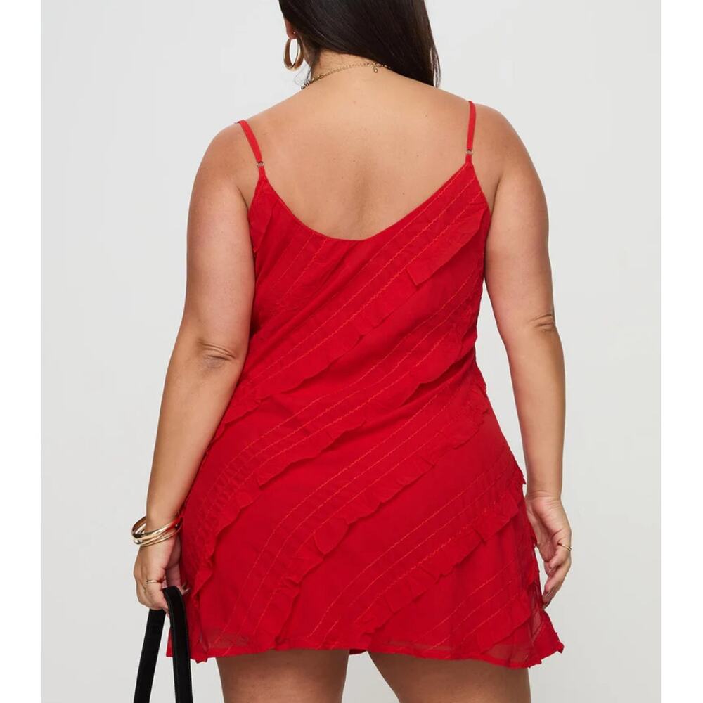 Princess Polly Lars Mini Dress Red Plus Size 18 Cherry - Picture 2 of 11